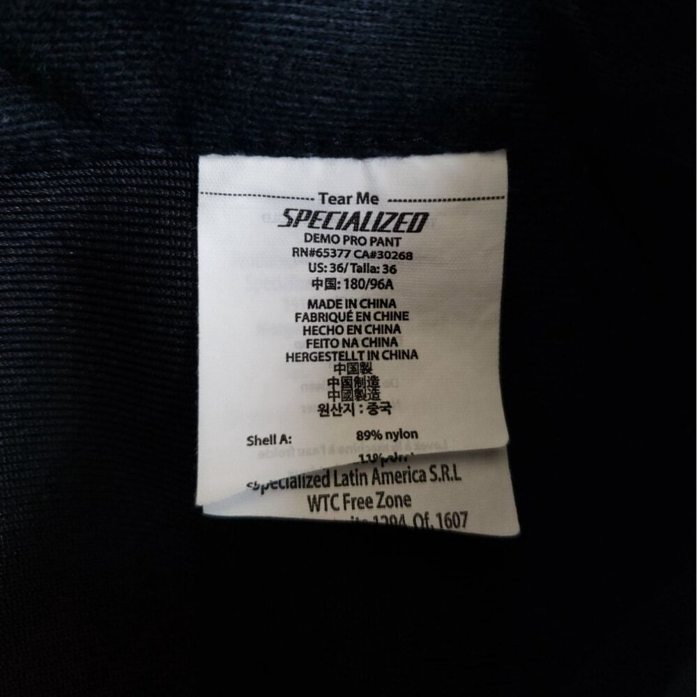 Specialized Mens Size 36 Black Cycling Pants Adjustable Waist - Picture 8 of 11